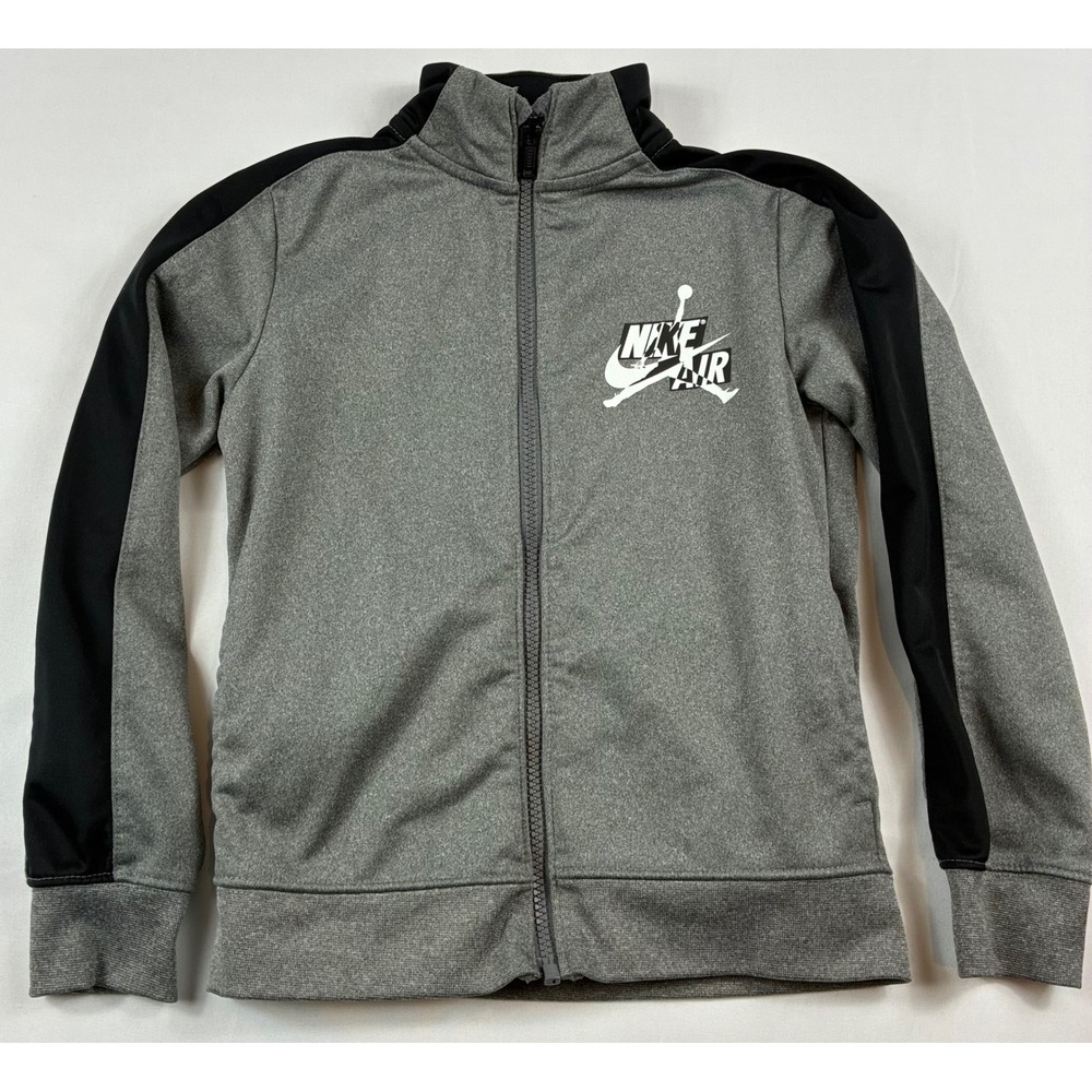 Jordan Full Zip Track Jacket Boys Size 7 Gray Black Nike Air Jumpman Logo